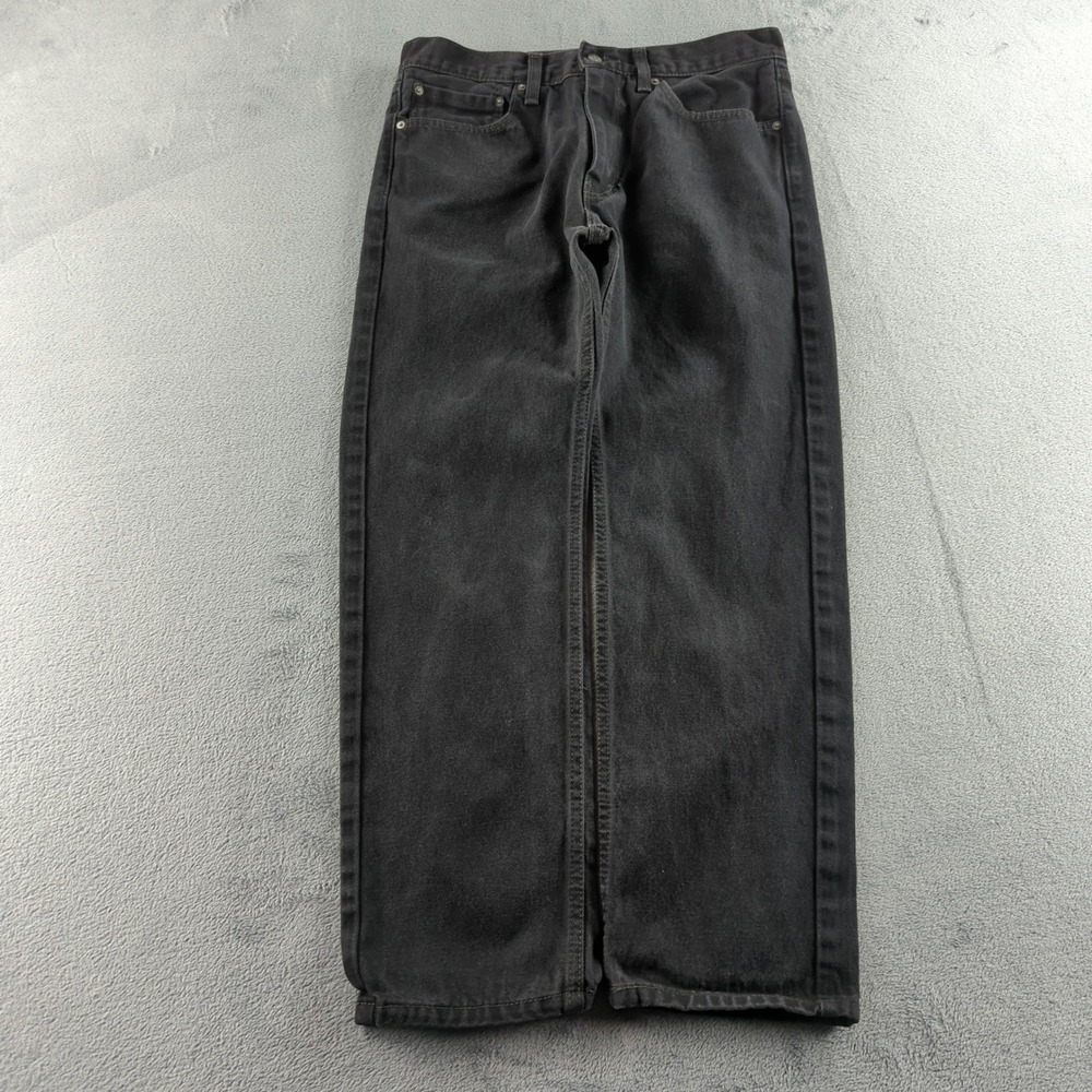 Levis Jeans Mens 34x30 (Fits 32x30) Black Faded 505 Straight Denim Cotton Pants